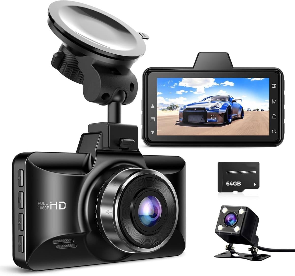 ApexArte® Dashcam voor Auto - Dualdashcam Voor en Achter - Full HD - — afbeelding 1