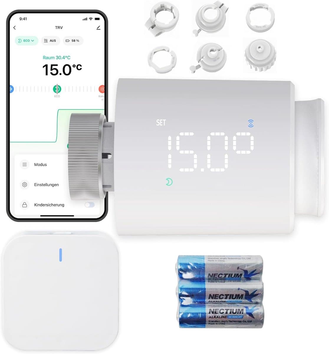 Slimme Radiatorknoppen met Zigbee Hub voor Energiebesparing en Comfort — afbeelding 1