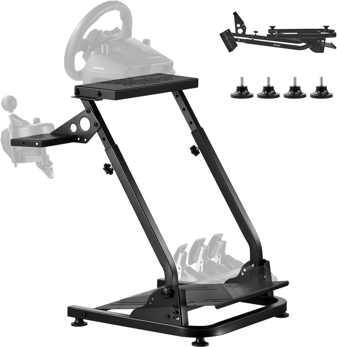 VEVOR Stuurwielstandaard Verstelbare En Opvouwbare Simulatorstandaard voor Logitech G29 G27 G920 G923, Thrustmaster T300rs T300gt T248 Ts-Pc Tsxw Gaming Cockpit, Pedalensimulator Niet Inbegrepen — afbeelding 1