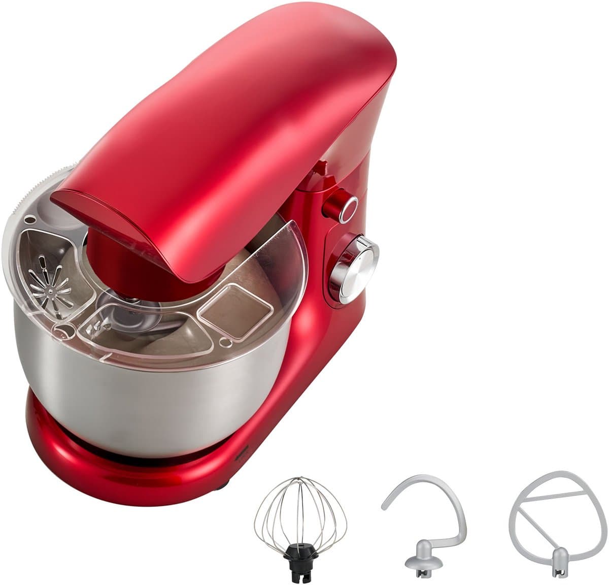 Elektrische Standmixer, 4,2 L Keukenapparaat, 1500W Deegmixer met 10 Snelheden en Pulsfunctie, Kantelbaar Kopontwerp, Inclusief Roestvrijstalen Kom, Deeghaak, Garde en Klopper voor Bakken, Mixen, Kloppen en Kneden — afbeelding 1
