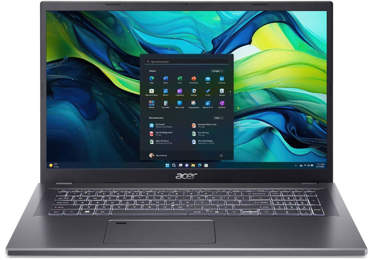 Acer Aspire 17 A17-51M-78W5 Intel Core 7 150U Laptop 43,9 cm (17.3") Full HD 32 GB LPDDR5-SDRAM 1 TB SSD Wi-Fi 6E (802.11ax) Windows 11 Home Grijs — afbeelding 1