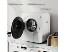 MODFU - Mini Wasdroger - 4 Kg - 5 Programma's - Luchtafvoerdroger - Wit
