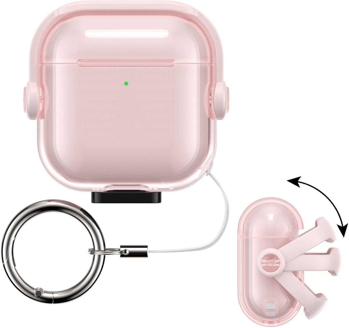 kwmobile transparante koptelefoonhoes voor Apple Airpods 5 / Airpods 4 - Hoesje van TPU met veiligheidssluiting - oudroze / transparant — afbeelding 1