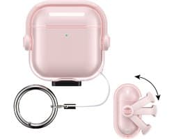kwmobile transparante koptelefoonhoes voor Apple Airpods 5 / Airpods 4 - Hoesje van TPU met veiligheidssluiting - oudroze / transparant