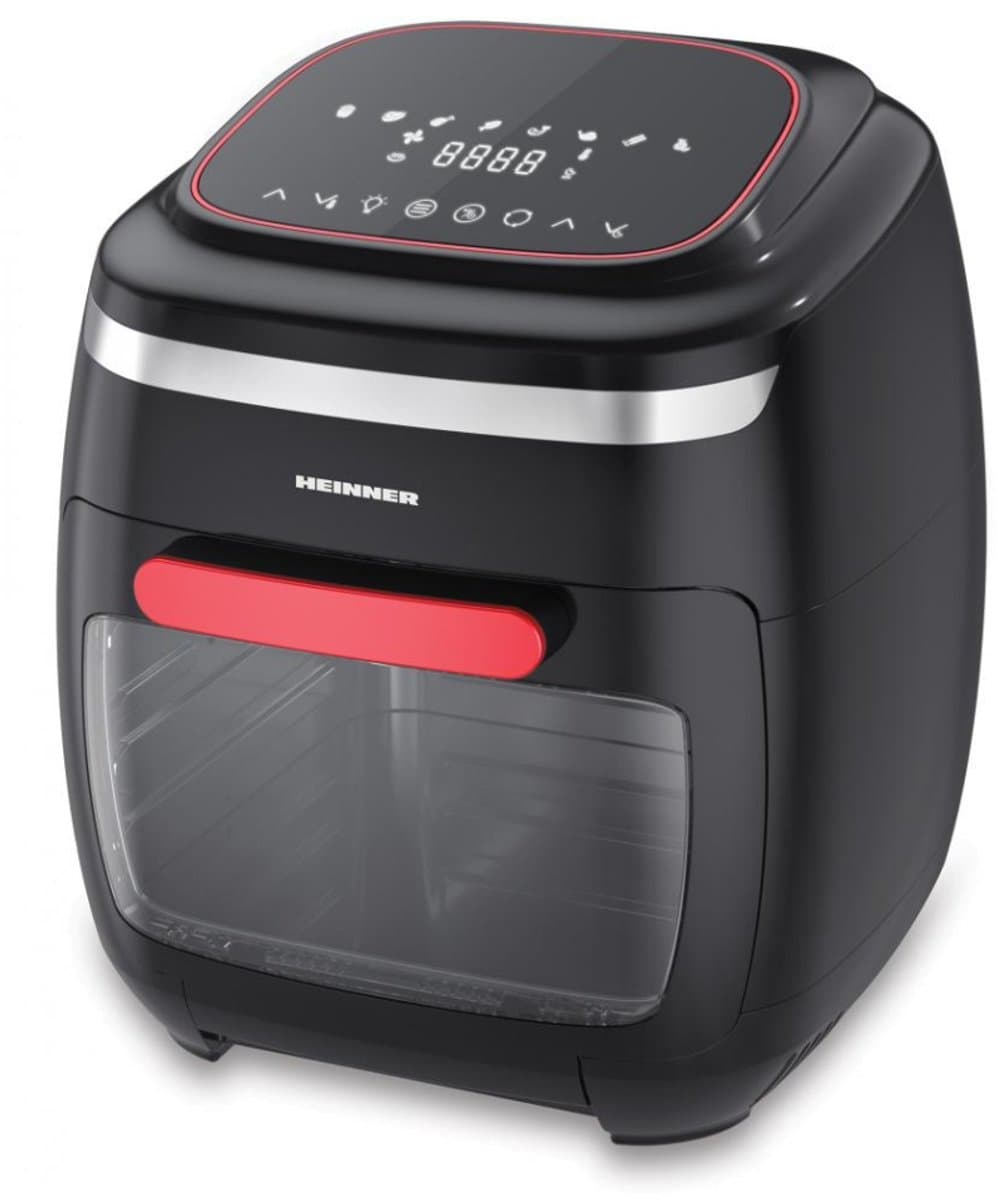 Heinner Heteluchtfriteuse – 2000W – 11L Ovencapaciteit – 4,5L Mand – Ovenfunctie – Touchbediening – 8 Programma’s – Timer 4u – Rotisserie – Zwart/Rood — afbeelding 1