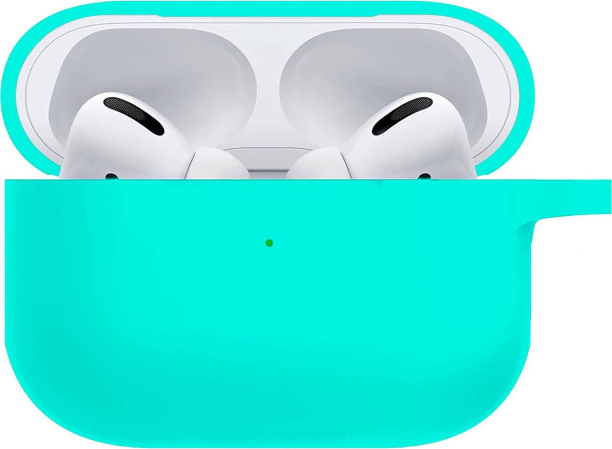 Hoesje - Geschikt voor Apple AirPods Pro 2 - Siliconen Hoes met Clip - Silicone Case Cover - Mintgroen — afbeelding 1