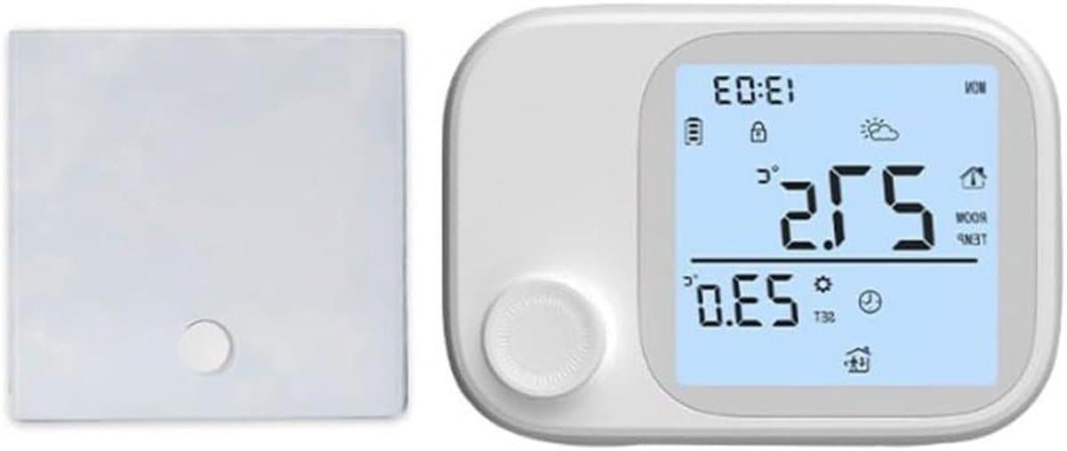Slimme Thermostaat - Temperatuurregelaar - Comfort Verhoging - RF433 Draadloos - 118 mm breed - Wit — afbeelding 1