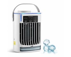 Airco -Mobiele airco - Aircooler - Draagbare airconditioners – Persoonlijke koelventilator met 3 windsnelheden en nachtlampje – 4-in-1 luchtkoeler en mini-airco, draagbaar voor thuis, kantoor, kamer, auto en camping