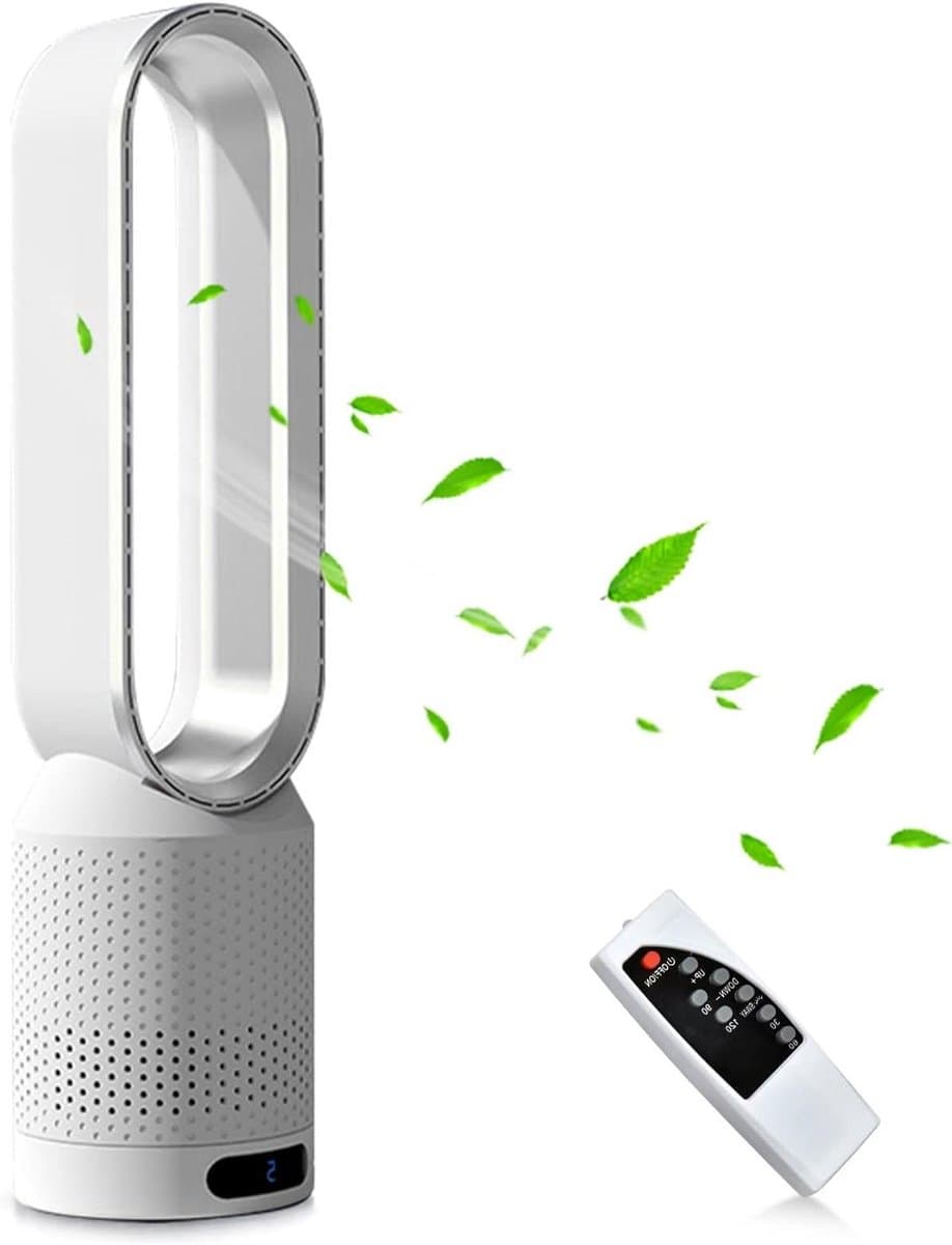 Torenventilator Bladloos - Staande Ventilator - Zomerse Koelte - 8 Snelheden Afstandsbediening - 20 Inch - Zilver — afbeelding 1
