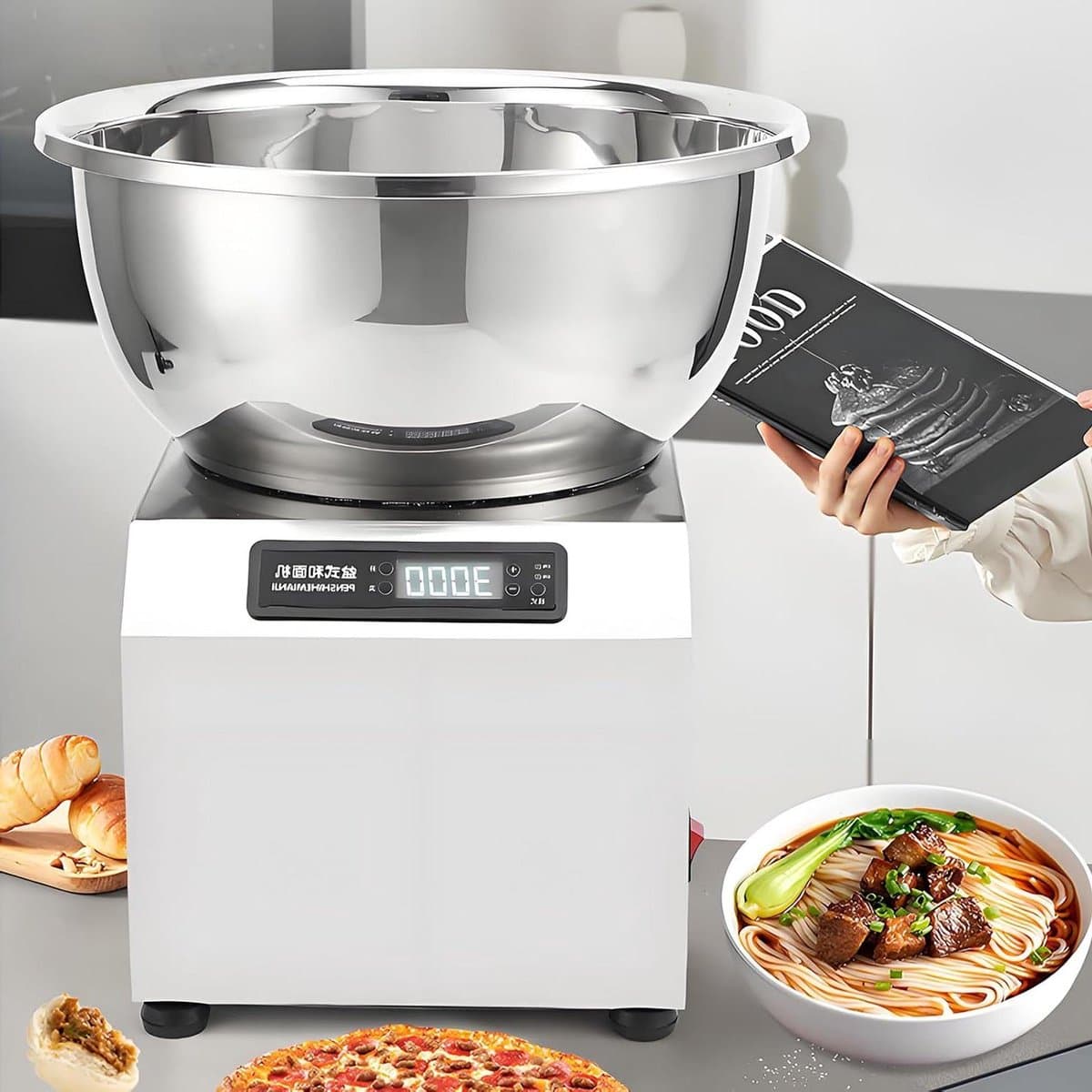 Deegmixer Keukenmachine - Bakmachine - Professioneel Bakken - Grote Capaciteit - 3 kg - Zilver — afbeelding 1