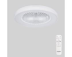 Epochglo Plafondlamp met ventilator Ø48.5cm - LED RGBW - 40W 4200LM - Dimbaar 3000K-6500K - 6 Snelheden - Timer, Afstandsbediening - Fluisterstil - Reversibele - Motor DC - Wit - Woonkamer - Slaapkamer - Keuken