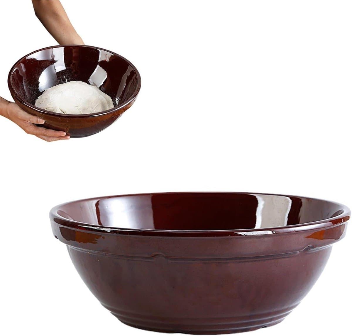 Kneedkom - Mengkom - Deeg Bereiden - Non-stick Coating - 5500ML - Bruin — afbeelding 1