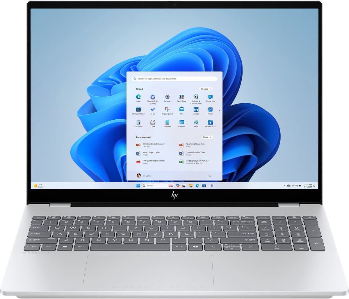 HP D9DG8EA#ABH laptop Intel Core Ultra 7 255H 40,6 cm (16") 2K 32 GB DDR5-SDRAM 1 TB SSD Wi-Fi 6E (802.11ax) Windows 11 Home AI PC Zilver — afbeelding 1