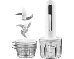 Elektrische Keukenmachine - Knoflookhakker Mini - Snel Ingrediënten Snijden - Draadloos USB Oplaadbaar - 400 ml Kom - Wit