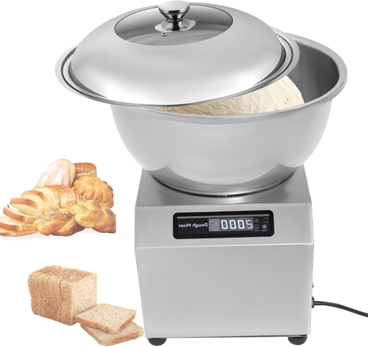 Deegkneder Machine - Deegmixer Elektrisch - Brood Deeg Maken - 5kg Capaciteit - 12 kg - Zilver — afbeelding 1