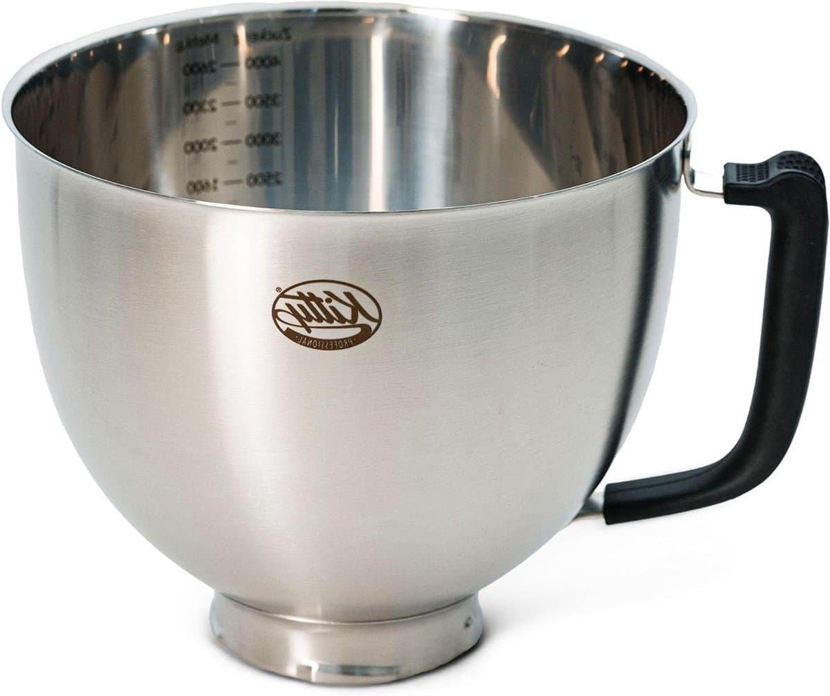 Kitty Professional Mixing bowl Super Bowl compatible with Food Processor 4.3 and 4.8 liters (Brushed steel) — afbeelding 1