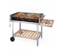 Lomera BBQ Trolley - Houtskoolbarbecue - Verrijdbare Barbecue - Grillwagen - Barbecuewagen - BBQ op Wielen - RVS Barbecue - Houtskool BBQ met Zijtafel - Buitenkeuken - BBQ Wagen - Tuinbarbecue - Barbecue