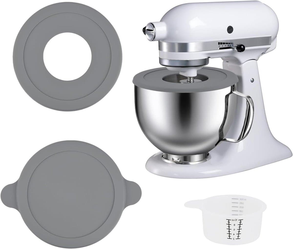 Mixer Kom - Keukenmachine Kom - Bakken en Koken - Met 2 Deksel Opties - 5 Liter - Zilver — afbeelding 1