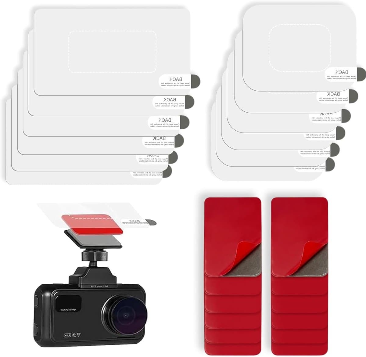 Zelfklevende Pads voor Dashcam - 12 Stuks met Antistatische Film, Dubbelzijdige Hechting voor Voorruit en Dashboard, Ideaal voor Vervanging en Nieuwe Plaatsing — afbeelding 1