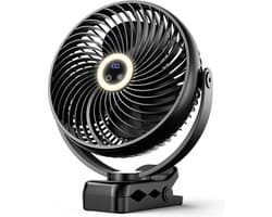 Oplaadbare Clip-on Ventilator met LED Verlichting en Haak - Stille Campingventilator