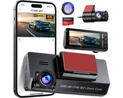 RUX® Dashcam Voor en Achter - Parkeermonitor - Dashcamera - Nachtzicht - Zwart - 4cm x 11cm x 5cm