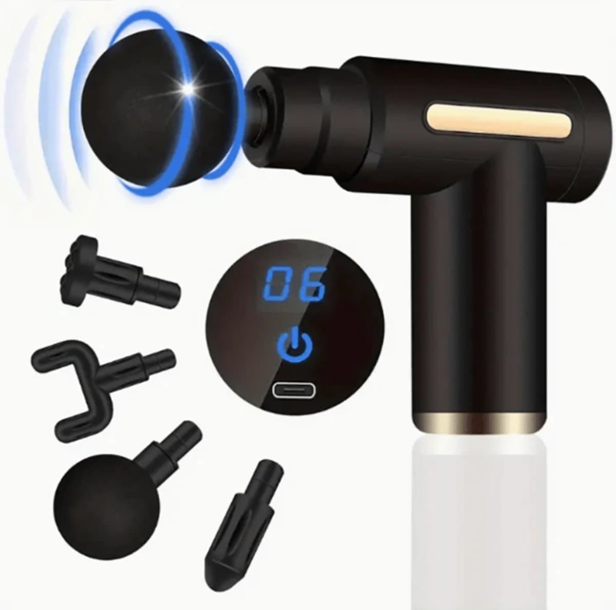 Massagegun - Massage Pistool - 4 Opzetstukken - 6 Standen - Krachtig - Draadloos - Sport - Relax Massage Apparaat — afbeelding 1