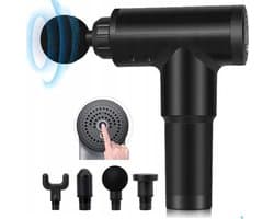 Compacte massage pro gun - 4 opzetstukken - 6 snelheden - diepe spierstimulatie - lichtgewicht - stil en draagbaar - zwart