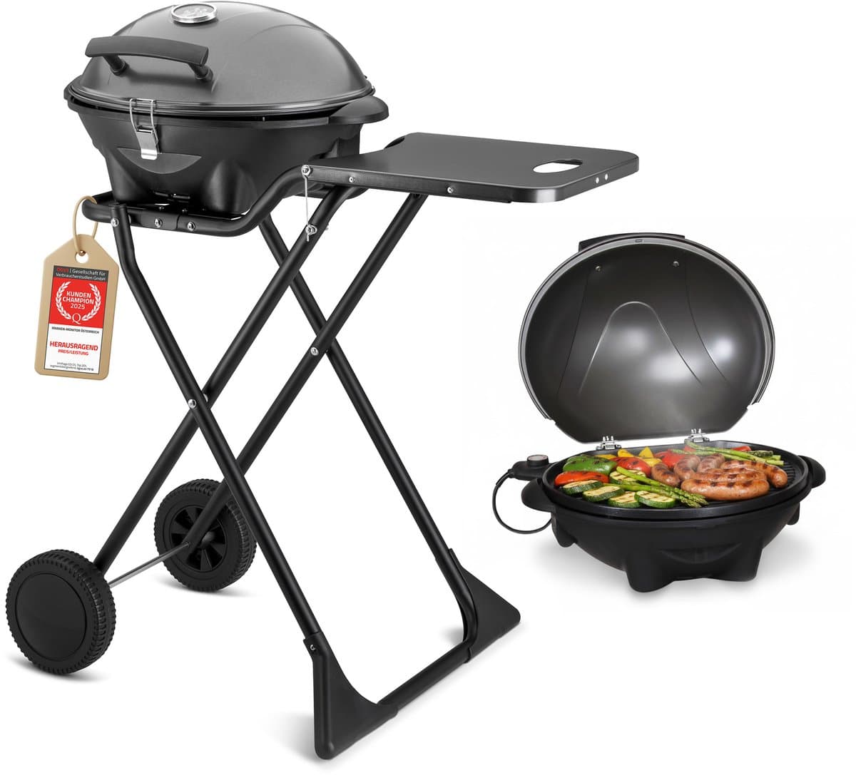 TZS First Austria Elektrische BBQ XXL - met Grillplaat - 2400 W - Grilloppervlak 44 x 33.5cm - Zwart — afbeelding 1