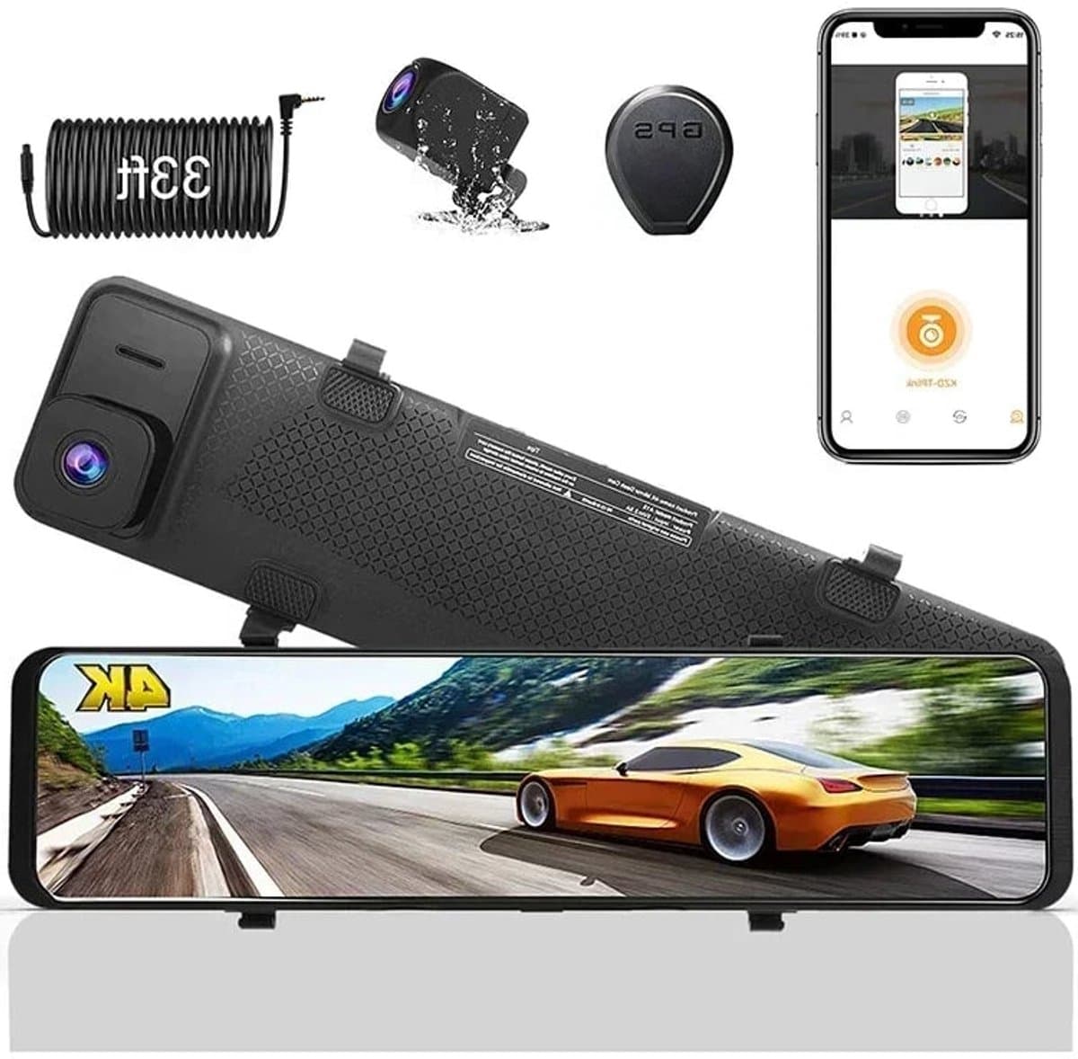 Dashcam – Autocamera – Achteruitkijkspiegel – DVR – Auto Beveiliging – 12 Inch 4K Scherm – GPS Tracking – G-Sensor — afbeelding 1