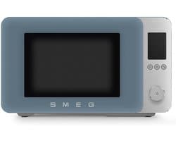 SMEG MOC02SBMEU Combi-Magnetron - Air Fry - Heteluchtoven & Grill - 27L - 2100W - Inverter Technologie - 25 Automatische Programma's - Soft Close - Collezione - Mat Storm Blue