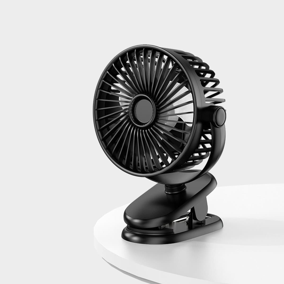 Ventilator - USB ventilator - Mini ventilator - Tafelventilator - Met klem - 3 instelbare snelheden - Verstelbare hoek - Draagbare koelventilator - Ideaal voor kantoor, school & studentenkamers - Zwart — afbeelding 1