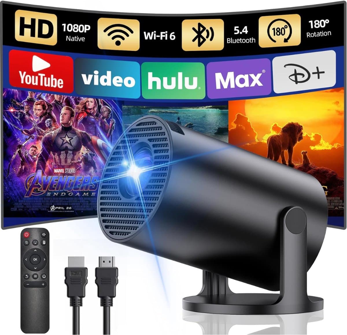 Florixa® Draagbare Beamer - Beamer - Projector - Mini Beamer - Zwart - 9cm x 9cm x 14cm — afbeelding 1