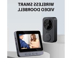 Premium - Draadloze Intercomdeurbel - Videobewaking - HD Scherm - Slim - 2,4G - Draadloos - Geschikt voor Deur - Zwart - 4,3 inch - IPS Scherm - Draadloze Visuele Intercomdeurbel met Scherm - Slimme - Intellig - 13MP - Zwart - Model 4.3 - Rood