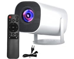 Mini Projector - Smart Beamer met 4K-ondersteuning - Voor iOS/Android/HDMI/TV-Stick/Laptop/PC - Bluetooth 5.4 & WIFI - Compacte Mini Beamer voor Thuisbioscoop - Kleine Projector - Wit