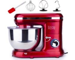 Krachtige 1500W Keukenmachine RVS Kom 5.5L - 6 Snelheden & 4 Accessoires