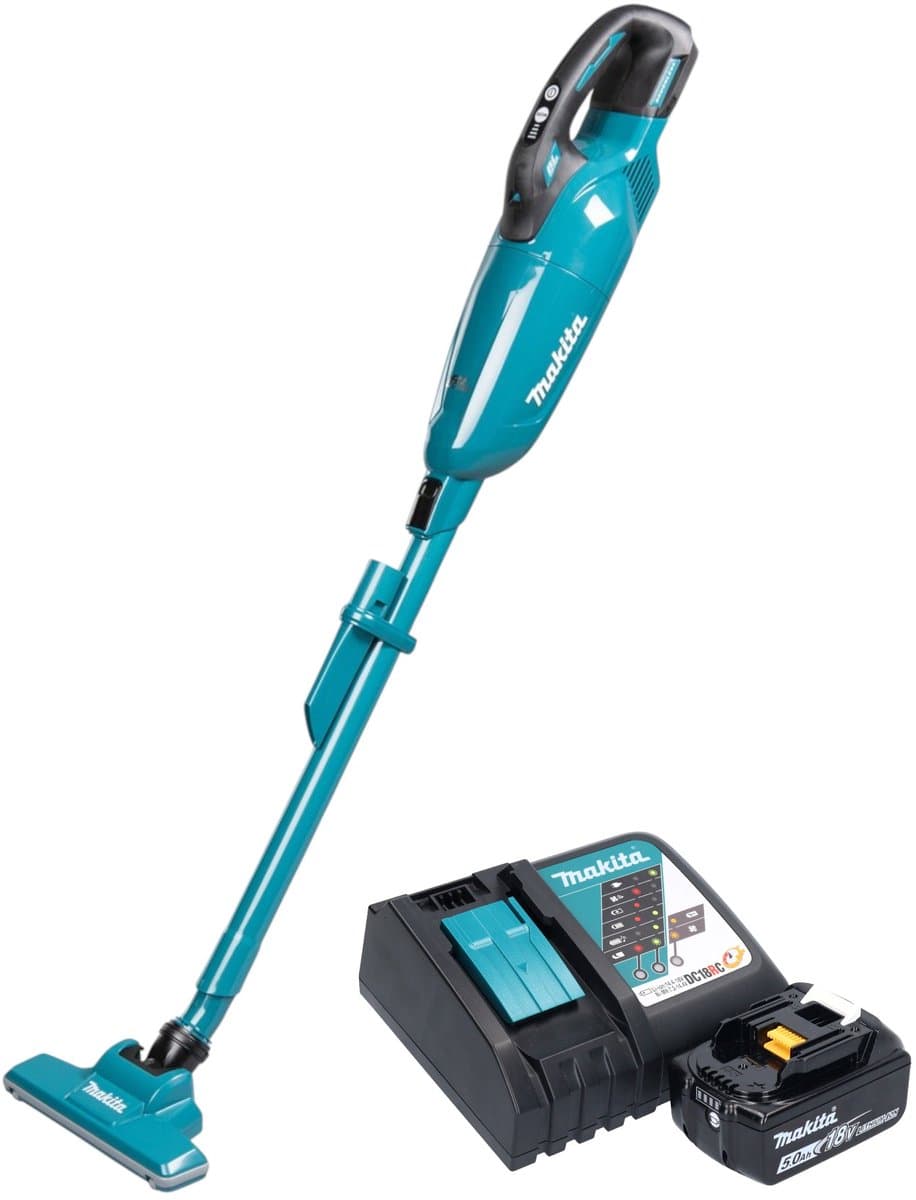 Makita DCL 284 FRT accustofzuiger 18 V 0,73 l borstelloos + 1x accu 5,0 Ah + oplader — afbeelding 1