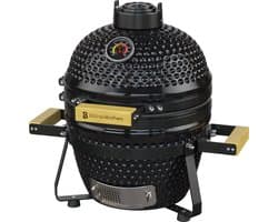 KitchenBrothers Kamado BBQ - 13 Inch Houtskool Barbecue - 27⌀ cm - PFAS-vrij - Deluxe Set - Egg BBQ met Accessoires inclusief Hoes - Vaderdag Cadeau - Zwart