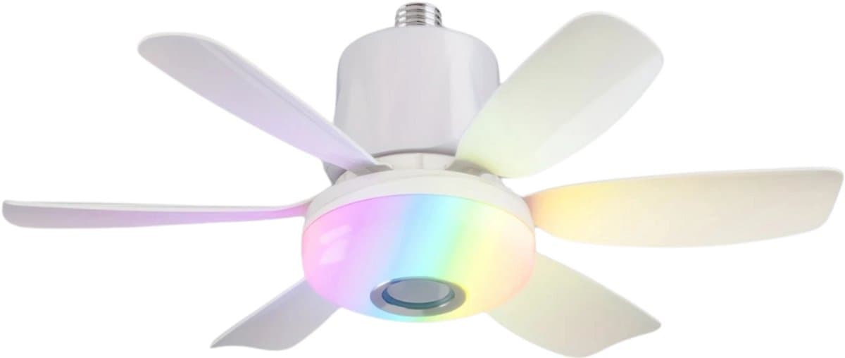 Livano Plafondventilator - Met Verlichting - Plafond Ventilator - Met Lamp - Plafonniere Met Ventilator - Met Licht - Wit - 47cm — afbeelding 1