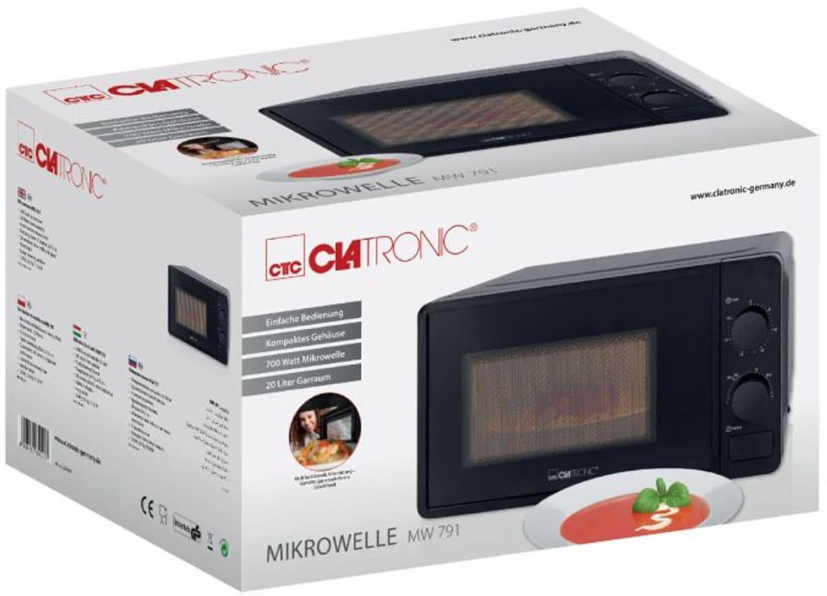 Clatronic MW 791 Zwart Solo-magnetron Aanrecht 20 l 700 W — afbeelding 1