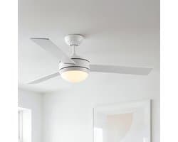 Witte plafondventilator Jinx met afstandsbediening incl. LED