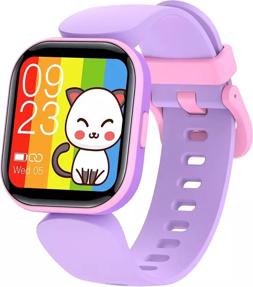 Belesy® Humble - Smartwatch Meisjes– Kinder Horloge – Stappenteller – Calorieën –Hartslag – Sporten –Je eigen foto als wijzerplaat - Kleurenscherm - Full Touch – Paars – Siliconen - Moederdag — afbeelding 1