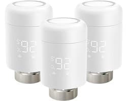 Radiator Actuator - Slimme Thermostaat - Temperatuur Regelen - App en Stem Bediening - 3 Stuks - Wit