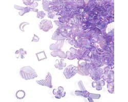 Mix van paarse acryl kralen in bloem-, strik-, vlinder-, zeemeerminstaart- en bladvorm voor het maken van armbanden en sieraden, 100 gram