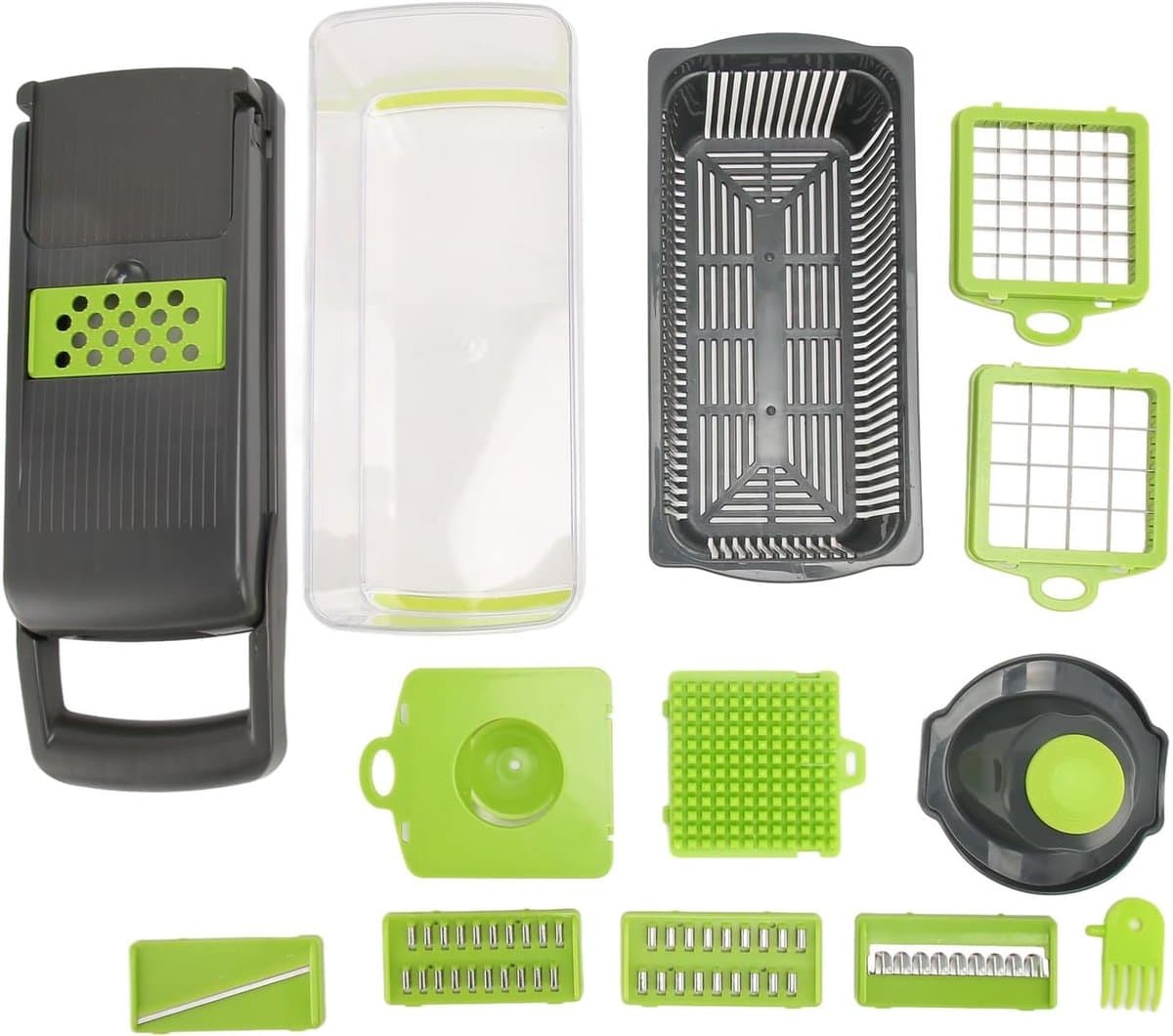 Groentenhakker Multifunctioneel - Keukenmachine Versnipperaar - Snel Ingrediënten Snijden - Volledig Accessoirepakket - 33 x 12 x 12 cm - Groen — afbeelding 1