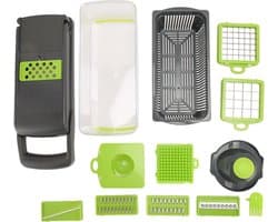 Groentenhakker Multifunctioneel - Keukenmachine Versnipperaar - Snel Ingrediënten Snijden - Volledig Accessoirepakket - 33 x 12 x 12 cm - Groen