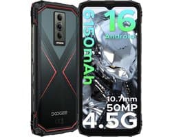 DOOGEE Blade 10 Pro Energy 4.5G - Robuuste Telefoon - Smartphone - Android 16 - 6150mAh/18W - 10.7mm - 50MP Camera - Gemini AI - UNISOC T7250 - 12 GB RAM+128 ROM(2TB/TF) - 6,56-inch HD+ 90Hz - Widevine L1 - Face ID - NFC - Drie sleuven - Grijs