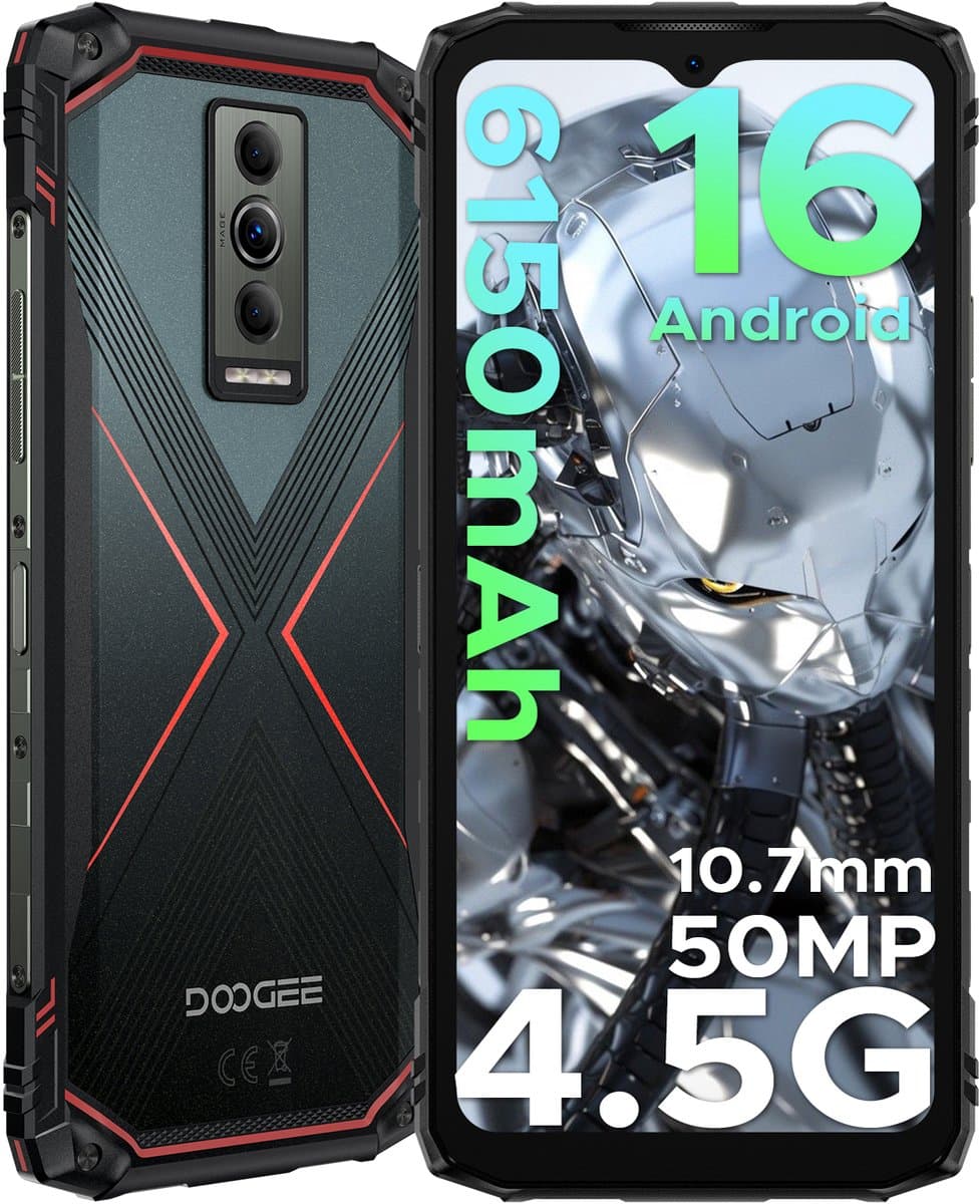DOOGEE Blade 10 Pro Energy 4.5G - Robuuste Telefoon - Smartphone - Android 16 - 6150mAh/18W - 10.7mm - 50MP Camera - Gemini AI - UNISOC T7250 - 12 GB RAM+128 ROM(2TB/TF) - 6,56-inch HD+ 90Hz - Widevine L1 - Face ID - NFC - Drie sleuven - Grijs — afbeelding 1