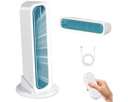 Bladloze torenventilator - Ventilator - Ventilator staand - Torenventilator - Tafelventilator - Torenventilator stil - USB oplaadbare ventilator - Ventilator klein - Blauw - ABS