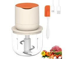 Deze groentesnijder, snoerloze elektrische keukenmachine en miniblender wordt geleverd met een glazen kom van 600 ml en kan worden gebruikt Geschikt voor het verwerken van vlees, groenten, uien, knoflook, fruit en noten.