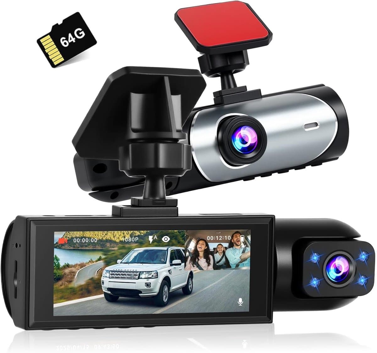 Dashcam - IPS-scherm - Full HD 1080p - Dubbele lens voor en achter - Voor alle voertuigen — afbeelding 1